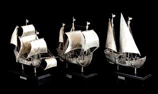 Tre Caravelle Italiane in Argento - XX Secolo...