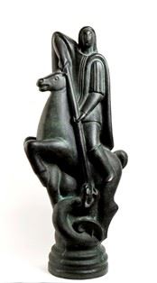 ARTURO MARTINI : S. George and the dragon  - Bronze, 88,5 x 37 x 17 cm  - Auction Dipinti, Disegni e Sculture dal XIX al XXI secolo e Collezione Cornelio Di Marzio - Bertolami Fine Art - Casa d'Aste