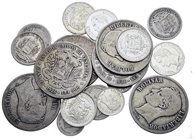 Venezuela. Lotto Misto di Bolívares Venezuelani - Ag. 200.53gr.