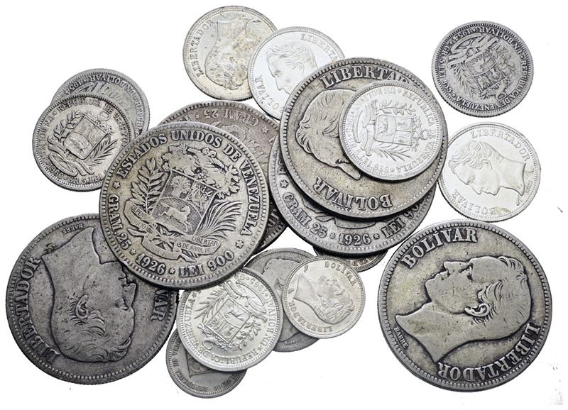 Venezuela. Lotto Misto di Bolívares Venezuelani - Ag. 200.53gr.
