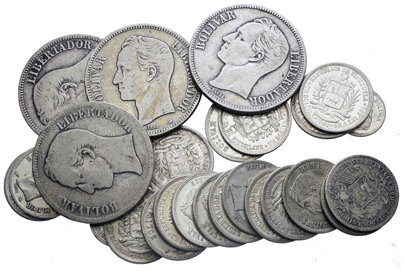 Venezuela. Lotto Misto di Bolívares Venezuelani - Ag. 200.53gr.