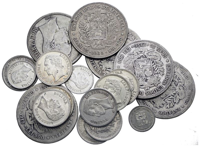 Venezuela. Lotto Misto di Bolívares Venezuelani - Ag. 200.48gr