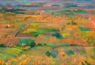 MARIO MAFAI : Sunny countryside, 1953  - Oil on canvas, 38 x 55 cm  - Auction Dipinti, Disegni e Sculture dal XIX al XXI secolo e Collezione Cornelio Di Marzio - Bertolami Fine Art - Casa d'Aste