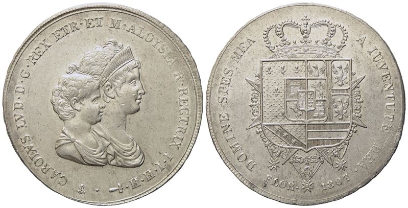 Firenze. Regno D'etruria. Carlo Ludovico di Borbone e Maria Luigia Reggente (1803-1807). Dena da ...