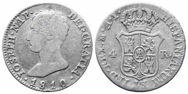 SPAGNA. Giuseppe Napoleone re di Spagna (1808-1813). 4 reales 1810. Madrid. Ag....