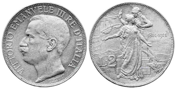 REGNO D'ITALIA. Vittorio Emanuele III (1900-1943). 2 lire 1911 "cinquantenario"...  - Auction Monete e medaglie moderne Italiane ed Estere - Bertolami Fine Art - Casa d'Aste