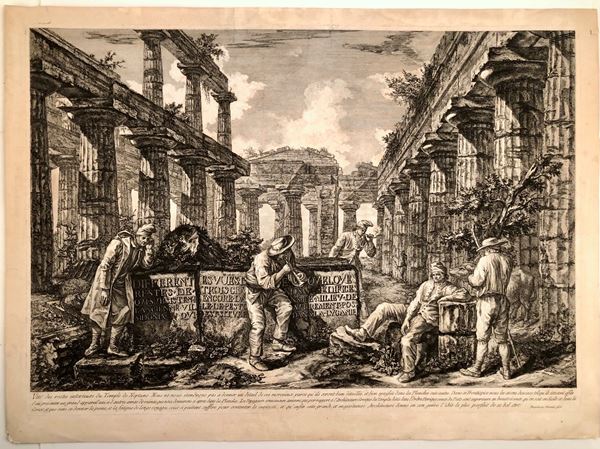 Giovanni Battista Piranesi - Vue des restes intérieurs du Temple de Neptune...