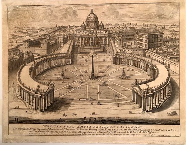 Giovanni Battista Falda - Veduta dell'Ampia Basilica Vaticana Con il Prospetto del Suo Colonnato d'Archit...