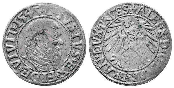 POLONIA. Albert Hohenzollern/ Brandeburgo (1525-1568). Grosso 1545. Ag (2,12 g)...  - Asta Monete e medaglie moderne Italiane ed Estere - Bertolami Fine Art - Casa d'Aste