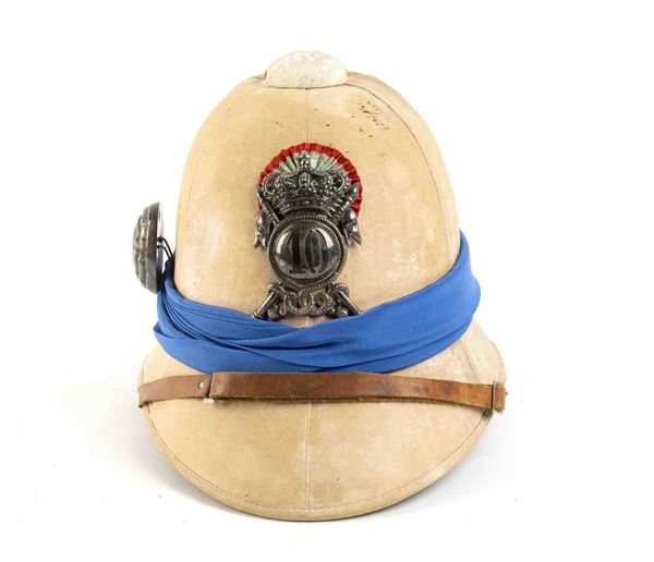 Casco coloniale da ufficiale dei Lancieri di Vittorio Emanuele II, Guerra Italo...