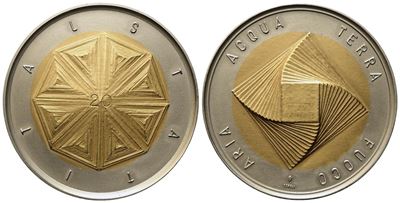 Repubblica Italiana. Italstat. Medaglia "terra, Acqua, Aria Fuoco". 1989. Metallo Bianco (50,30 M...