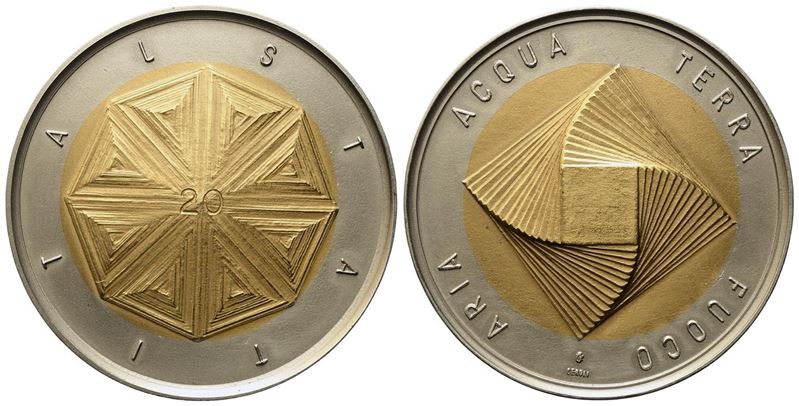 Repubblica Italiana. Italstat. Medaglia "terra, Acqua, Aria Fuoco". 1989. Metallo Bianco (50,30 M...