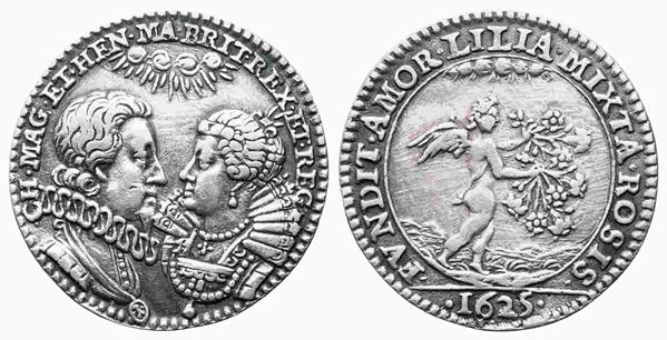 INGHILTERRA. Carlo I (1625-49), Medaglia del Matrimonio con Henrietta Maria, 16...