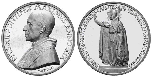 CITTA' DEL VATICANO. Pio XII (1939-1958). Medaglia in argento (44 mm – 35,72 g)...  - Auction Monete e medaglie moderne Italiane ed Estere - Bertolami Fine Art - Casa d'Aste