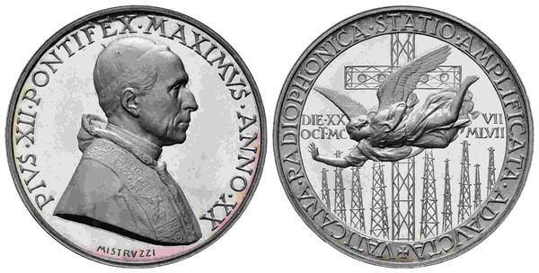 CITTA' DEL VATICANO. Pio XII (1939-1958). Medaglia in argento (44 mm – 36,75 g)...