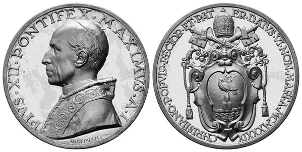 CITTA' DEL VATICANO. Pio XII (1939-1958). Medaglia in argento (44 mm – 38,65 g)...  - Asta Monete e medaglie moderne Italiane ed Estere - Bertolami Fine Art - Casa d'Aste