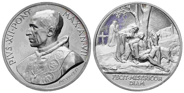 CITTA' DEL VATICANO. Pio XII (1939-1958). Medaglia in argento (43,98 mm – 39,47...  - Asta Monete e medaglie moderne Italiane ed Estere - Bertolami Fine Art - Casa d'Aste