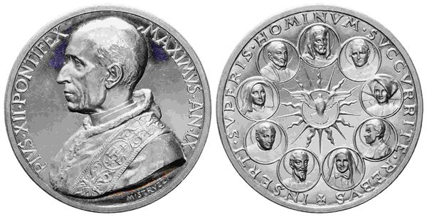 CITTA' DEL VATICANO. Pio XII (1939-1958). Medaglia in argento (43,98 mm – 37,60...