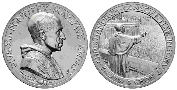 CITTA' DEL VATICANO. Pio XII (1939-1958). Medaglia in argento (43,98 mm – 38,06...  - Asta Monete e medaglie moderne Italiane ed Estere - Bertolami Fine Art - Casa d'Aste