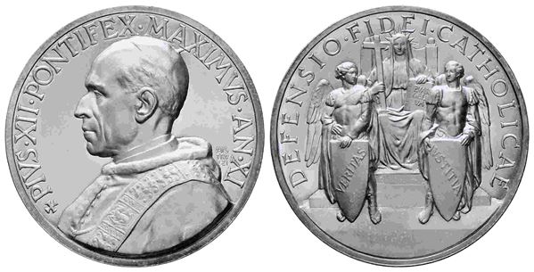 CITTA' DEL VATICANO. Pio XII (1939-1958). Medaglia in argento (43,98 mm – 38,56...