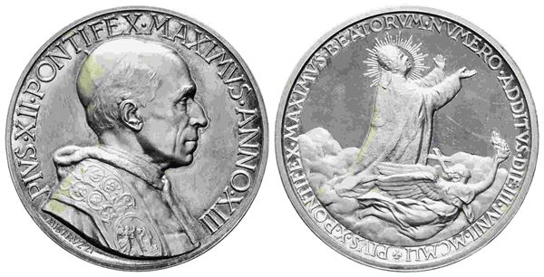 CITTA' DEL VATICANO. Pio XII (1939-1958). Medaglia in argento (44,01 mm – 37,88...  - Auction Monete e medaglie moderne Italiane ed Estere - Bertolami Fine Art - Casa d'Aste