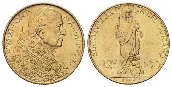 CITTA' DEL VATICANO. Pio XI (1929-1938). 100 lire 1932. Au (8,82 g). qFDC...  - Auction Monete e medaglie moderne Italiane ed Estere - Bertolami Fine Art - Casa d'Aste