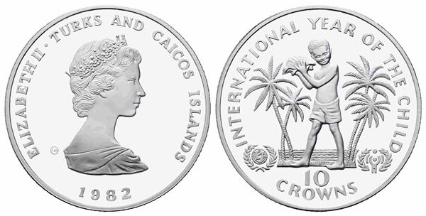 TURKS AND CALCOS ISLANDS. 10 Crowns 1982. Silver PROOF. Ag (23.33 g). KM#55. PR...