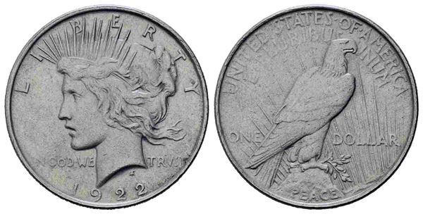 USA. Dollaro Peace 1922. Ag (26,5 g). BB...