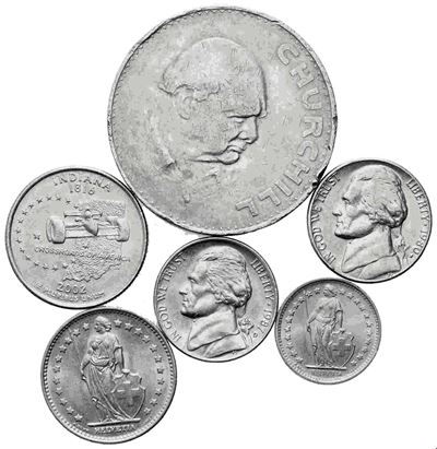 Estere. Lotto di N. 7 Monete Estere. Conservazioni, Anni e Metalli Vari.