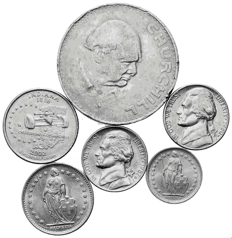 Estere. Lotto di N. 7 Monete Estere. Conservazioni, Anni e Metalli Vari.
