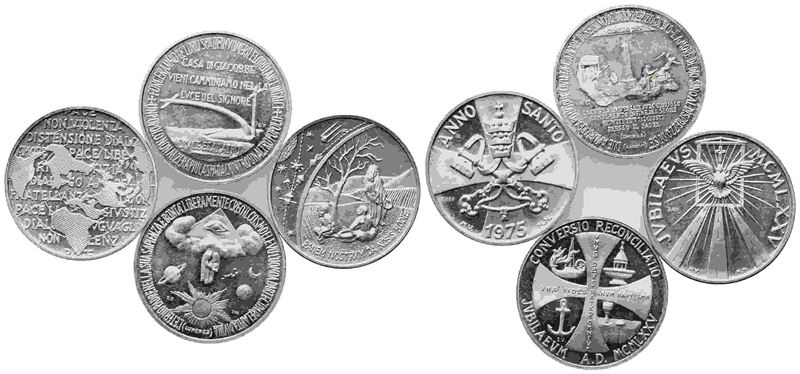 Vaticano. Lotto di N. 4 Medaglie in Argento del Giubileo 1975. Ag (48 G C.ca). Conservazioni Vari...