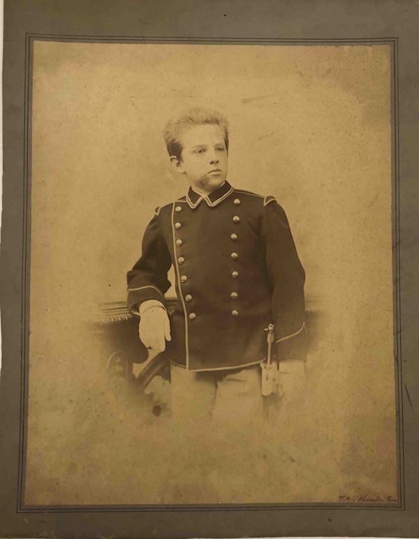 Large photo of Vittorio Emanuele III in student uniform...