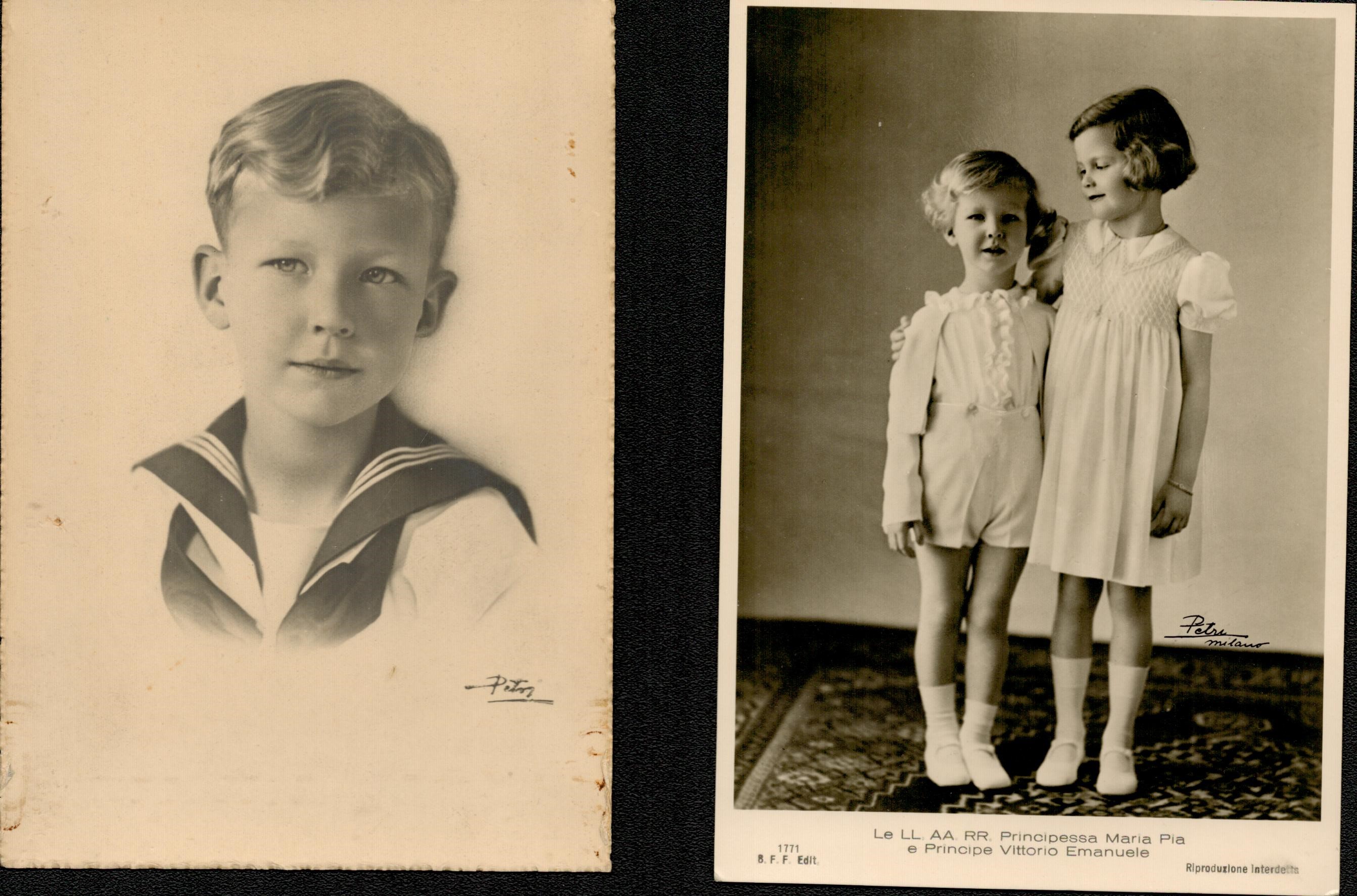 Lotto di 4 Foto e 2 Cartoline con Ritratti dei Membri di Famiglia Savoia, Alcun