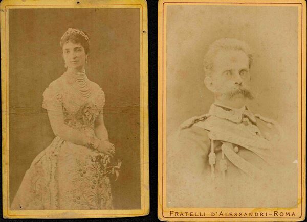 Lot of two photos: Queen Margherita and Umberto...