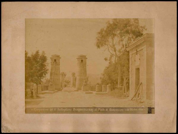 Fotografia del ponte sul Garigliano, 7° battaglione bersaglieri 1860...