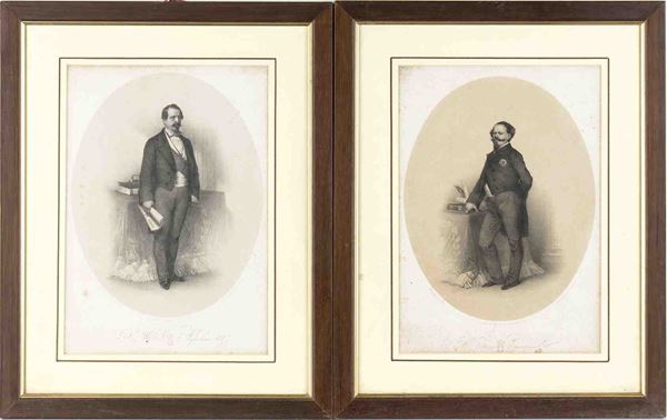 Lot of two portraits: Vittorio Emanuele and Napoleon III...