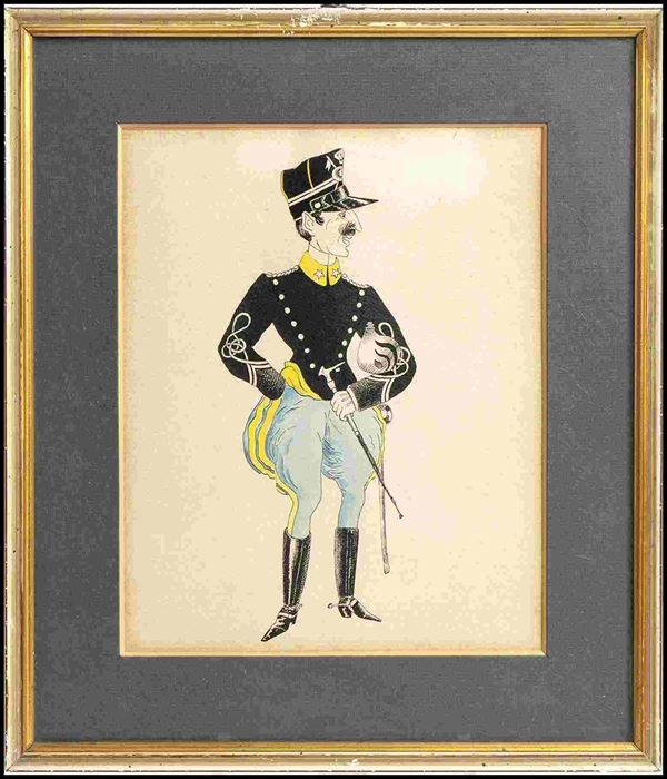 Cavalry officer caricature...  (Militaria...)  - Auction Militaria, Medals and Orders of Chivalry - Bertolami Fine Art - Casa d'Aste
