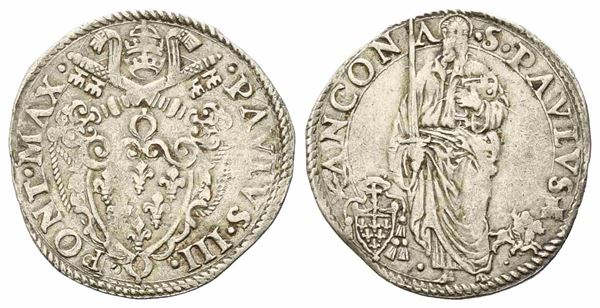 ANCONA. Stato Pontificio. Paolo III (1534-1549). Giulio. Munt.81. CNI 1.  A (3,...