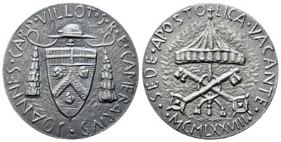 Vaticano Sede Vacante 1978. Medaglia 1978. Cardinale Camerlengo Jean Villot. Opus Tommaso Gismond...