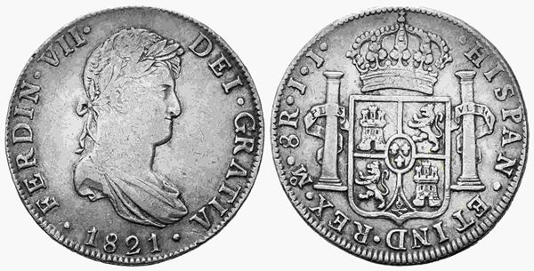 MESSICO. Ferdinando VII di Borbone (1808 - 1833). 8 Reales 1821 JJ. Ag (26,95 g...