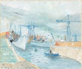 ADRIANO SPILIMBERGO - Livorno's harbour, 1937...