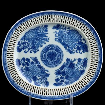 Vassoio Ovale in Porcellana 'bianco e Blu