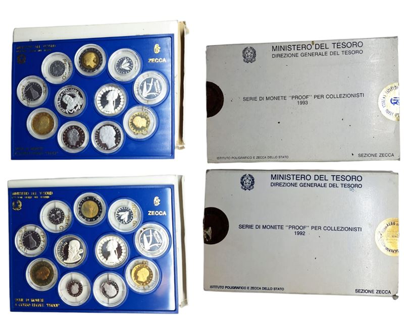 Repubblica Italiana. Monetazione in Lire. Lotto Composto da N. 4 Serie Divisionali Proof 1989, 19...