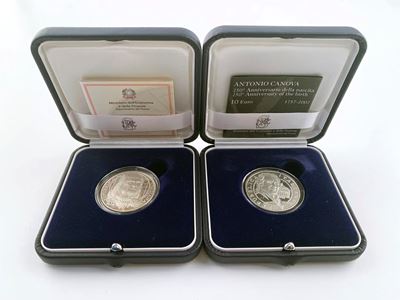 Repubblica Italiana. Monetazione in Euro. Lotto Composto da N. 2 Monete Commemorative in Argento:...