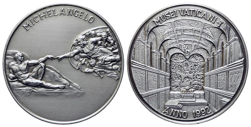 Vaticano. Medaglia Opere D'arte dei Musei Vaticani 1992. Ag (40 MM: 24 G) Fdc in Astuccio Origina...