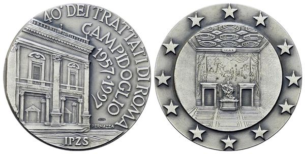 REPUBBLICA ITALIANA. Medaglia 40° Anniversario Trattati di Roma 1997. Ag (40 mm...