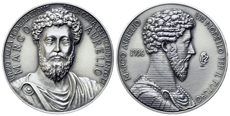 Repubblica Italiana. Medaglia Ipzs Marco Aurelio 1996. Ag (50 MM: 52 G). Fdc, in Astuccio Origina...