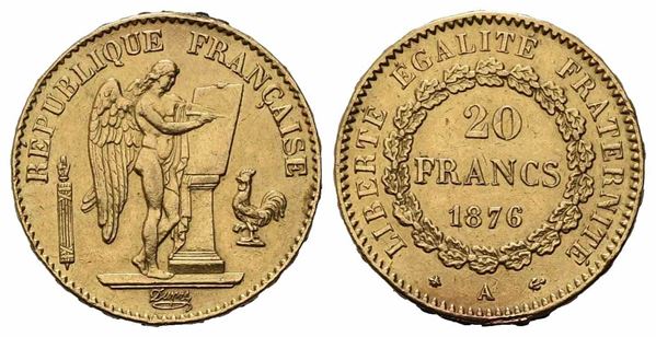 FRANCIA. Terza Repubblica (1870-1940). 20 franchi 1876. Parigi. Au (21,15 mm – ...
