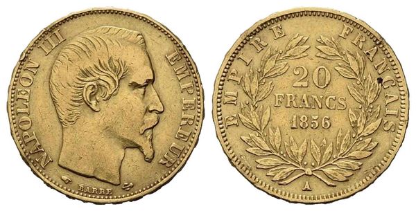 FRANCIA. Napoleone III (1852-1870). 20 franchi 1856. Parigi. Au (6,43 g). KM#78...