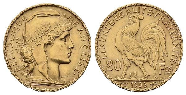 FRANCIA. Terza Repubblica (1870-1940). 20 franchi 1906. Au (21,15 mm – 6,45 g)....